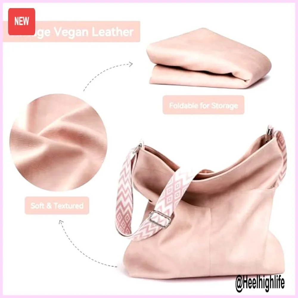 Large Vegan Leather Hobo Bag Crossbody Tote for Laptop Travel Work
